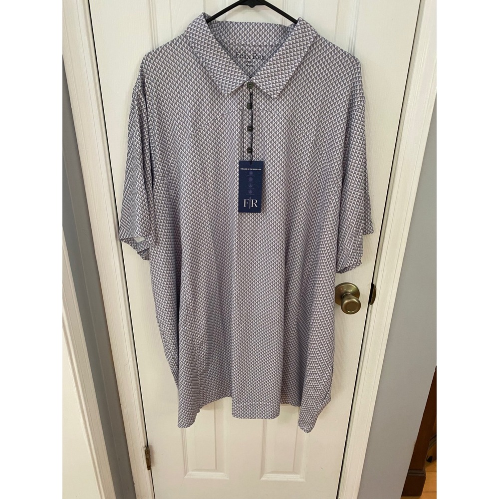 Felix Rex Polo Shirt Mens 3XL Grey James II Geometric Stretch Golf Performance